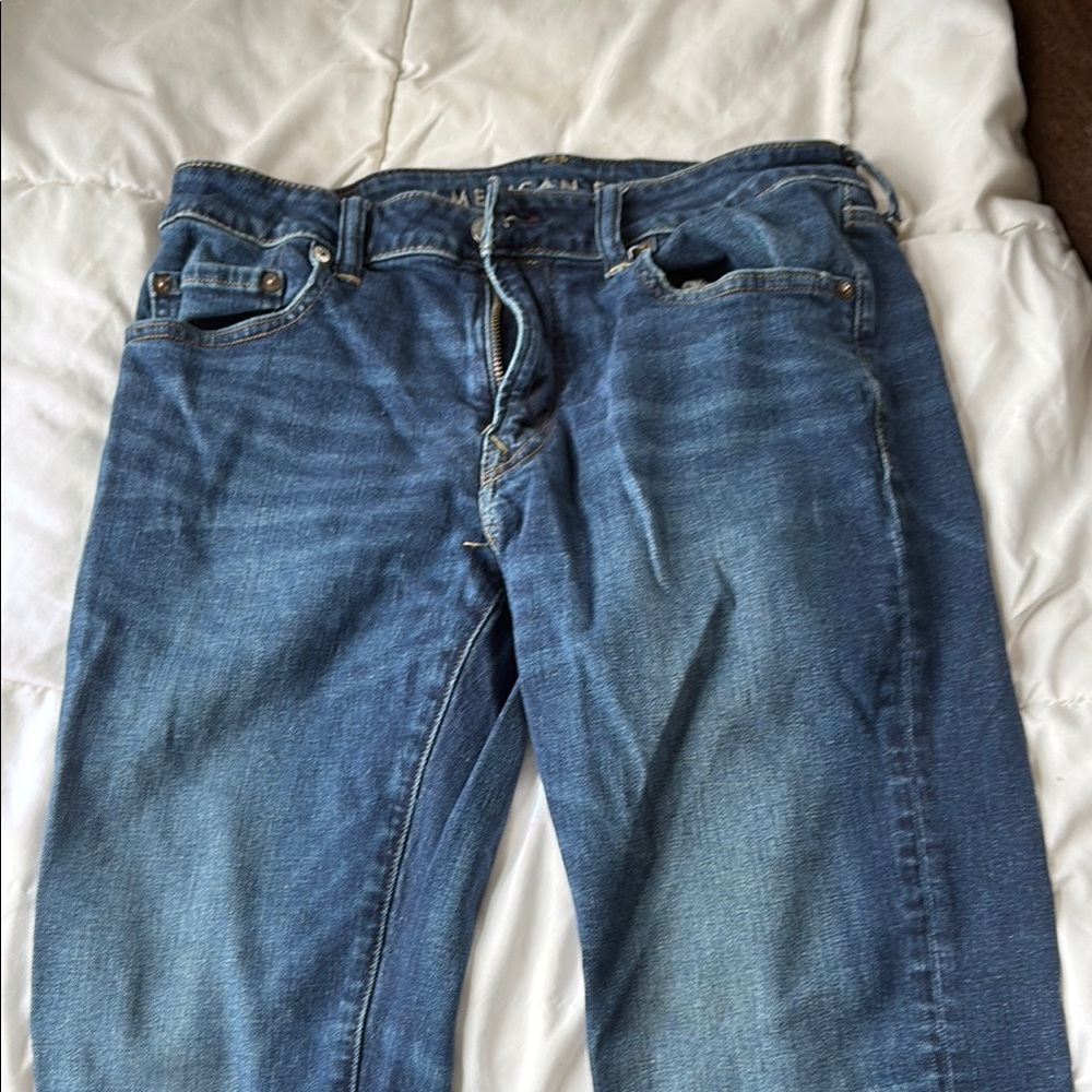 American Eagle Outfitters Blue Slim Straight Leg Airflex Jeans